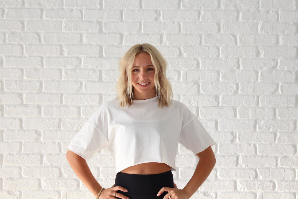 Women White Cropped Tee
